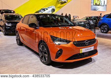 Opel Corsa-e New Electric Car Model Shown At The Autosalon 2020 Motor Show. Brussels, Belgium - Janu