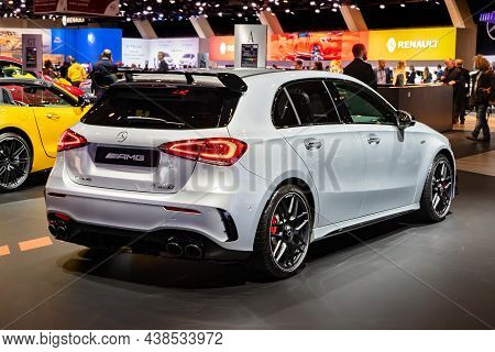 Mercedes-amg A-class 45 S New Car Model Shown At The Autosalon 2020 Motor Show. Brussels, Belgium - 