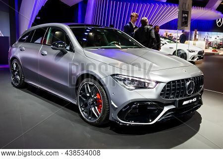 Mercedes-benz Amg Cla 45s Car Model Shown At The Autosalon 2020 Motor Show. Brussels, Belgium - Janu