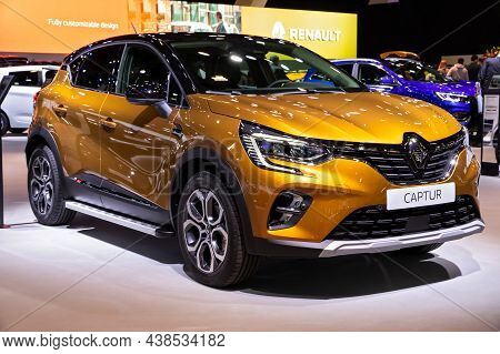 Renault Captur Car Model Shown At The Autosalon 2020 Motor Show. Brussels, Belgium - January 9, 2020