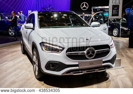 Mercedes Benz Gla Car Model Shown At The Autosalon 2020 Motor Show. Brussels, Belgium - January 9, 2