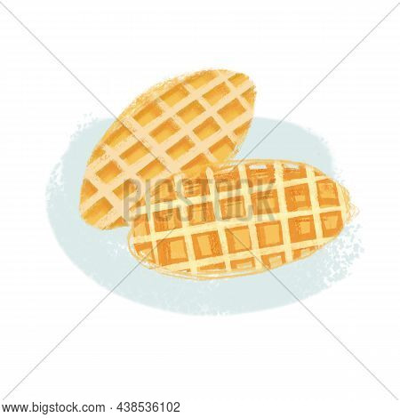 Croffle Waffle Illustration Isolated On White Background