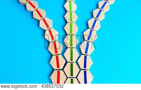 Branching Out Lines In Different Directions. Multi-vector And Multidirectional. Multiculturalism And
