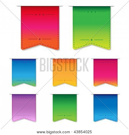 Descuento etiquetas, aisladas sobre fondo blanco, ilustración vectorial
