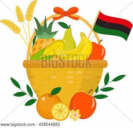 Fruit Basket Kwanzaa Icon Flat Style. Vector Illustration