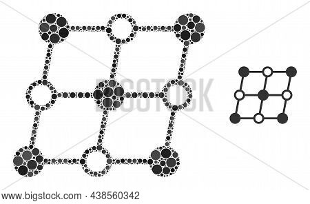 Shifted Crystal Grid Vector Collage Of Circle Dots In Different Sizes And Color Hues. Round Dots Are