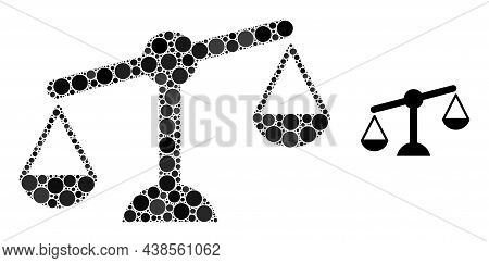 Weight Measure Vector Collage Of Circle Dots In Variable Sizes And Color Tones. Circle Dots Are Comb