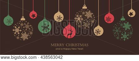 Merry Christmas Card With Hanging Ball Decoratoin