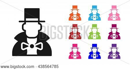 Black Magician Icon Isolated On White Background. Set Icons Colorful. Vector