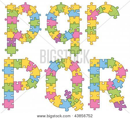 Jeu de lettres de jigsaw puzzle de vectorielles. Tous les casse-tête jigsaw a contour modifiable, afin que vous puissiez facilement chang