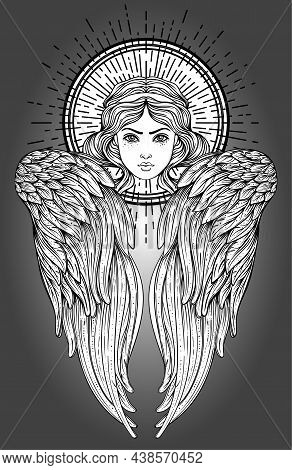 Sirin, Alkonost, Gamayun Mythological Creature Of Russian Legends. Angel Girl With Wings. Isolated H