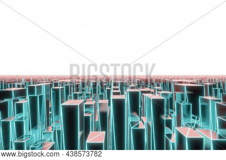 Virtual City In Meta Universe, 3d Rendering Concept Of Metaverse Matrix Environment