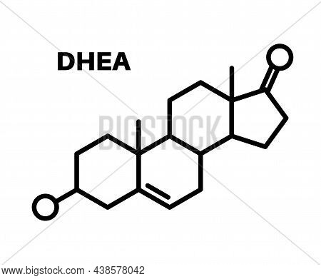 Androstenone Or Dehydroepiandrosterone Chemical Formula Logo. Neurotransmitter And Human Hormones In