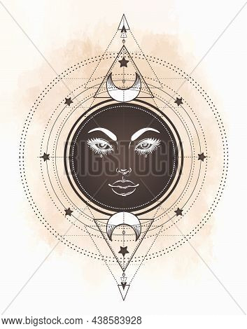 Tattoo Flash. Eye Of Providence. Masonic Symbol. All Seeing Eye Inside Triangle Pyramid. New World O