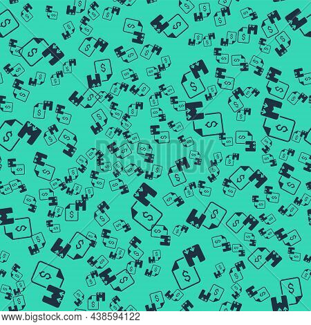 Black Waybill Icon Isolated Seamless Pattern On Green Background. Vector