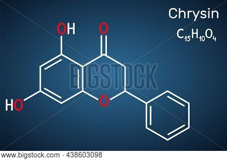 Chrysin, Chrysine Molecule. It Is Flavone, Dihydroxyflavone, Is Found In Honey, Propolis, The Passio