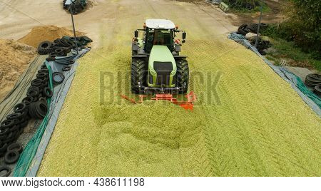 Hamburg, Germany - October 04, 2021: Claas 4000 Xerion Tractor During The Maize Harvest
