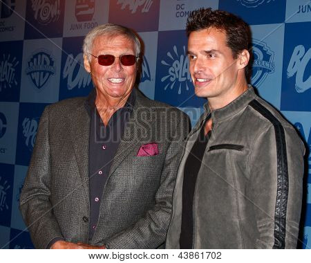 LOS ANGELES - MAR 21:  Adam West, Antonio Sabato Jr arrive at the Batman Product Line Launch at the Meltdown Comics on March 21, 2013 in Los Angeles, CA