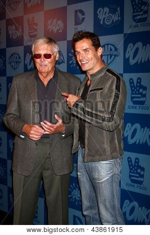 LOS ANGELES - MAR 21:  Adam West, Antonio Sabato Jr arrive at the Batman Product Line Launch at the Meltdown Comics on March 21, 2013 in Los Angeles, CA