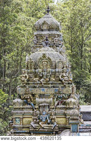 Sita Eliya, Sri Lanka - October 25, 2014: The Rising Gopuram Or Pinnacle Of The Sita Hindu Temple Am