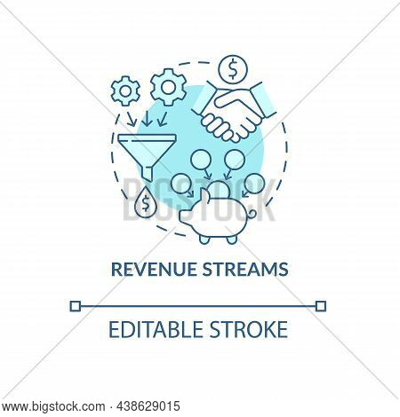 Revenue Streams Blue Concept Icon. Resources Of Reccuring Income. Earning Money. Business Model Abst