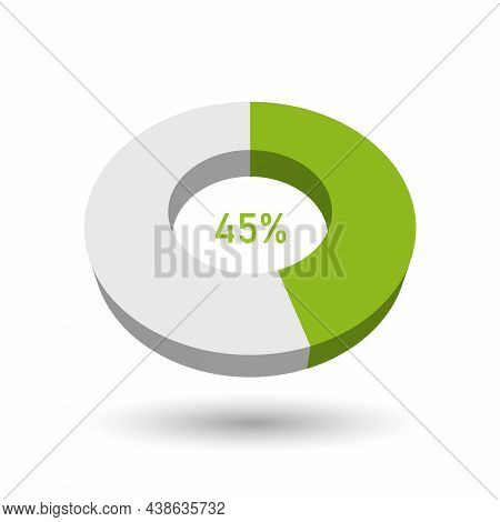 45 Percent Pie Chart. Doughnut Or Donut Type Graph. Statistical Tool Represents Share Of The Total. 