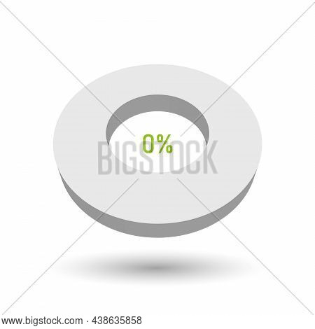 0 Percent Pie Chart. Doughnut Or Donut Type Graph. Statistical Tool Represents Share Of The Total. 3