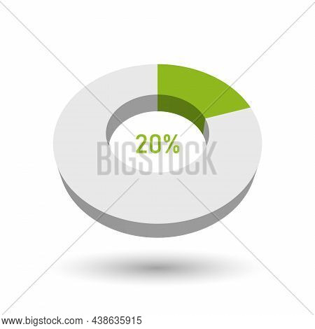 20 Percent Pie Chart. Doughnut Or Donut Type Graph. Statistical Tool Represents Share Of The Total. 