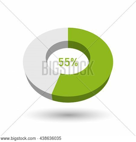 55 Percent Pie Chart. Doughnut Or Donut Type Graph. Statistical Tool Represents Share Of The Total. 