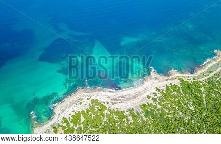 Beautiful Coast Beach Drone Landscape Panorama Can Picafort Mallorca Spain.