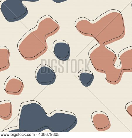 Seamless Abstract Organic Blog Shapes In Various Colors With Offset Outline Surface Pattern Design F