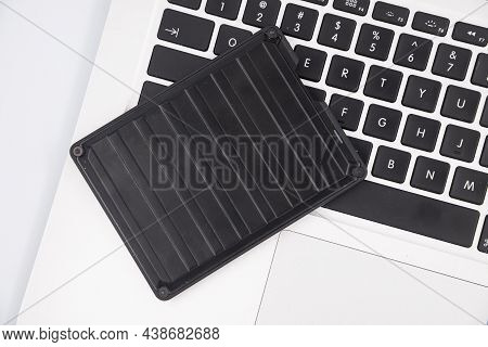 An External Usb Hard Disk Drive Isolated On A White Background. External Hdd Drives And Flash Drives