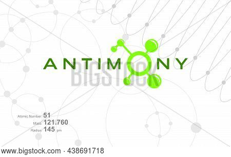 Modern Logo Design For The Word Antimony Which Belongs To Atoms In The Atomic Periodic System.