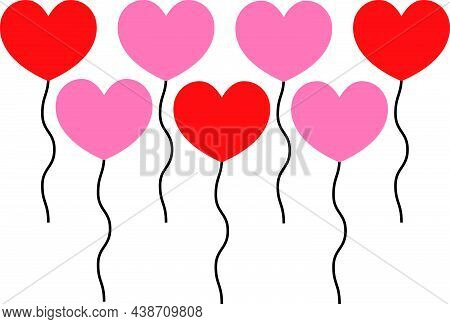 There Are Several Heart Balloons Lined Up Vector Image Illustration