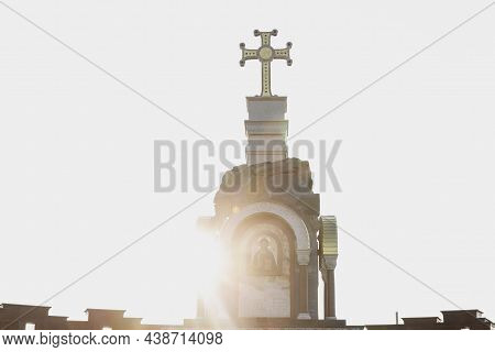 Cross On The Armenian Church In The Sun Beams In Memory Of Those Killed In The Genocide Of The Peopl