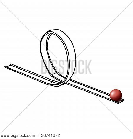 The Ball Rolls Along The Guides And Makes A Loop. 3d - Image.