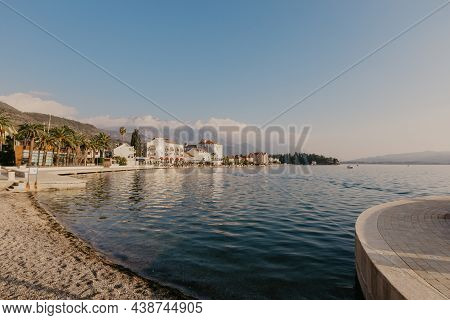 9 Nov 2018 Beautiful Sea Promenade In Tivat, Montenegro. Kotor Bay, Adriatic Sea. Famous Travel Dest