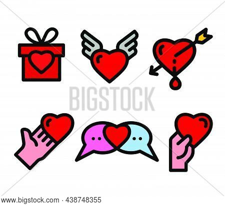 Set Of The Color Romance And Love Feelings Icons