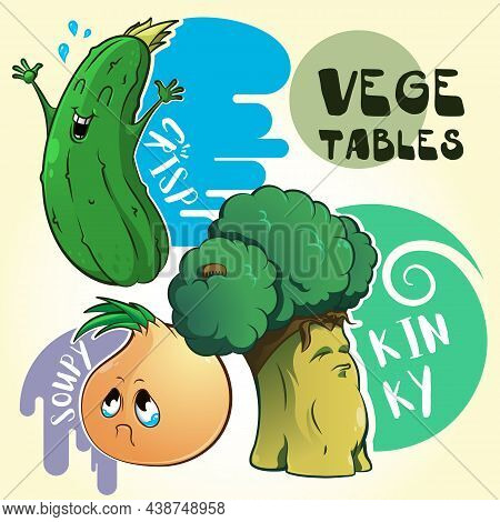 Vector Image Of Vegetables And Their Characters. Comic Form Representation Form.