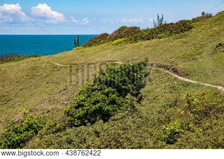 Trail Over The Cliffs With Ocean In Background