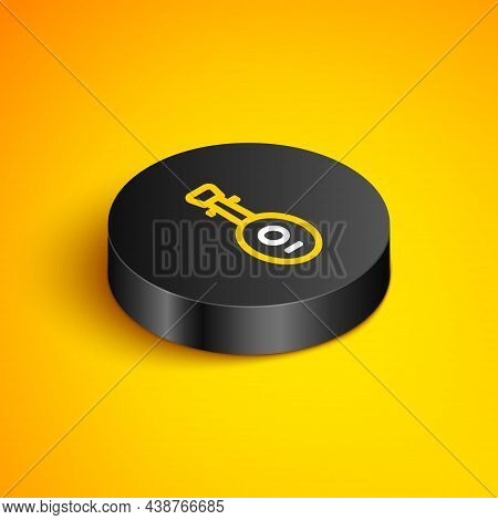 Isometric Line Musical Instrument Lute Icon Isolated On Yellow Background. Arabic, Oriental, Greek M