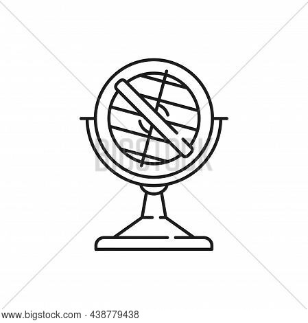 Vintage Wood Museu De Marinha Portugal Compass Gift Isolated Thin Line Icon. Vector Portuguese Marin