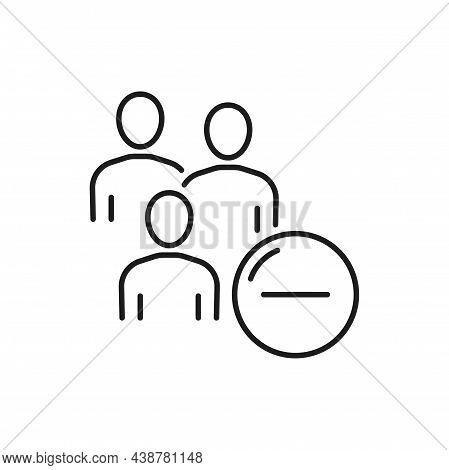 Users With Minus Sign Isolated Thin Line Icon. Vector Unfriend, Remove Friend Or Block Person Concep