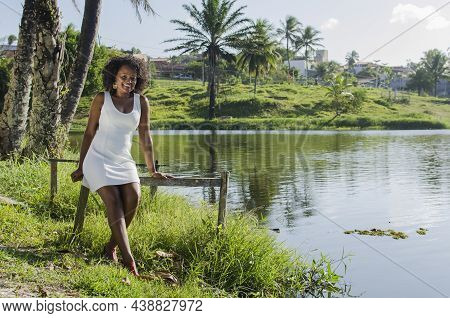 Beautiful Model Wearing White Dress.