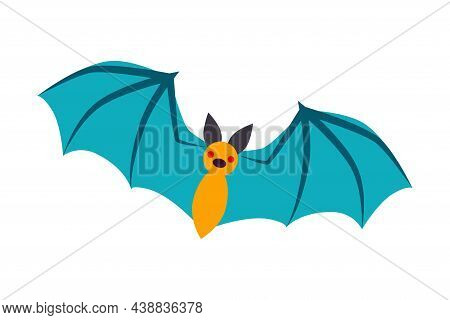 Flying Bat As Australian Animal With Spread Membranous Wings Vector Illustration