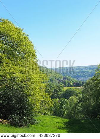 View Of The Valley And Woodland Looking Over Pecket Well In Calderdale West Yorkshire