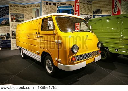 Verkhnyaya Pyshma, Russia - September 14, 2021: Bright Yellow Panel Van Eraz-762v In The Ummc Museum