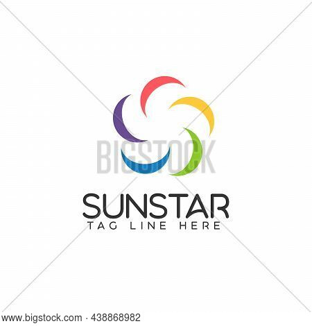 Logo Circle Sun Star Template. Abstract Circle Color Creative Sign. Stock Vector Illustration Isolat
