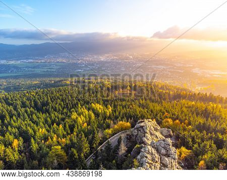 Virive Rocks, Czech: Virive Kameny, Near Jested Mountain In Liberec, Czech Republic. Aerial View Fro