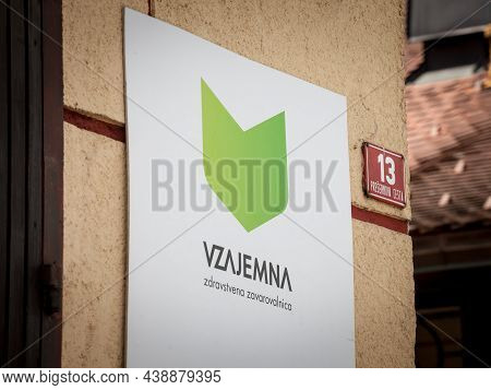 Ljubljana, Slovenia - June 13, 2021: Vzajemna Logo In Front Of Their Office For Ljubljana. Vzajemna 